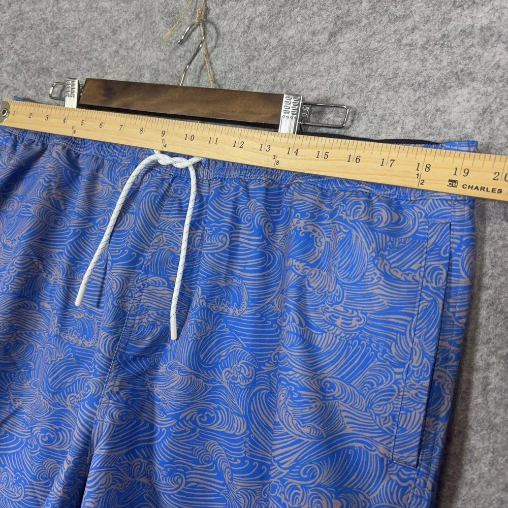 Wellen Performance Swim Trunks Mens 2XL Blue Ocean Waves‎ Lined Pockets